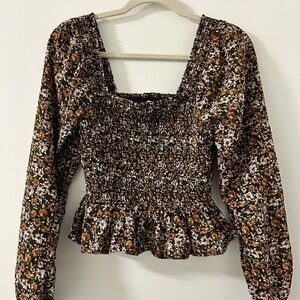 Floral Smocked Peplum Top